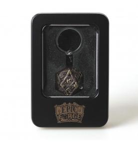 Porte clé D20 Vieil Or - lot de 7 mini dés métal (5mm)