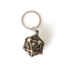 Porte clé D20 Vieil Or - lot de 7 mini dés métal (5mm)