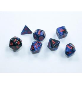 Chessex – Set de 7 dés Gemini® Mini-Polyhedral Black-Starlight™/red