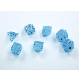 Chessex – Set de 7 dés Luminary™ Mini-Polyhedral Sky/silver