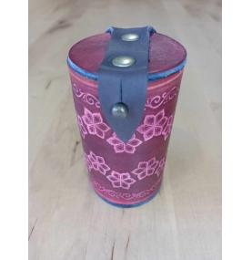 Bourse à Dés Cylindriques Fleurs Rouges