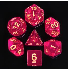 Lot de 7 dés Multiformat – 16mm - Violet Foncé Transparent