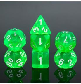 Lot de 7 dés multiformat - Gemmes vertes