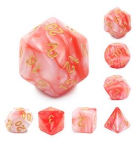 Lot de 7 dés en boîte – Fusion Rose et Rouge