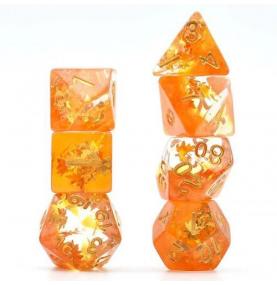 Lot de 7 Dés résine gamme Insert - en boite - Automne