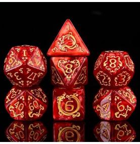 Lot de 7 dés en boîte – Auspicious Clouds-red