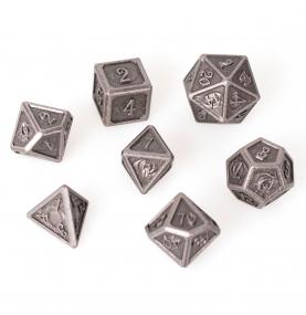 Lot 7 dés métal 16mm (boite métal) - Electroplated Nickel