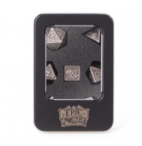 Lot 7 dés métal 16mm (boite métal) - Electroplated Nickel