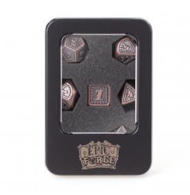 Lot 7 dés métal 16mm (boite métal) - Dragon Scale Copper