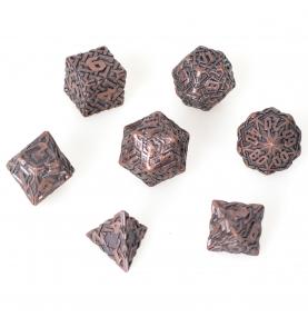 Lot 7 dés métal 16mm (boite métal) - Interlace Bronze