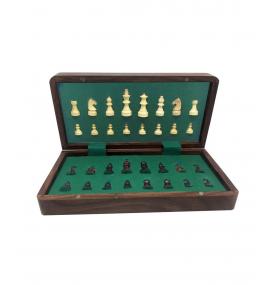 Coffret patiné, échecs magnétique 30 cm