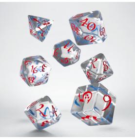 Lot de 7 dés- Classic RPG- Transparent bleu et rouge 