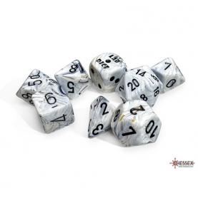 CHESSEX - Set de 8 dés - MARBLE Calcite / Noir