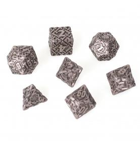 Lot 7 dés métal 16mm (boite métal) - Interlace Nickel