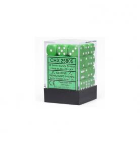 CHESSEX - Set de 36 dés 6 - OPAQUE - Vert/Blanc
