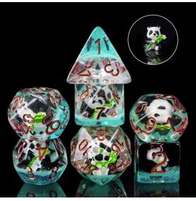 Lot de 7 dés résine gamme Insert - en boite - Panda