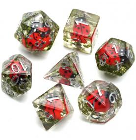 Lot de 7 dés résine gamme Insert - en boite - Coccinelle