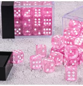 Lot de 36 dés 6 faces - Rose Transparent
